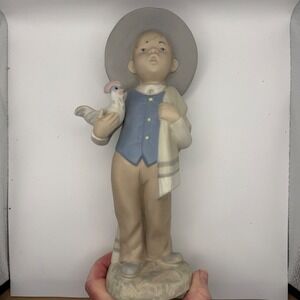 Rex Valencia Hummelwerk Boy with Chicken Porcelain Figurine Spain Vintage 153